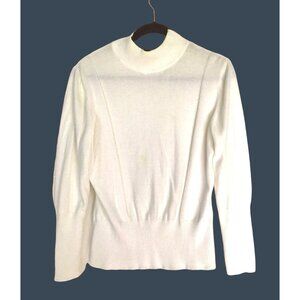 Westbound XL Cotton Turtleneck Sweater Ribbed Cuffs & Hem White